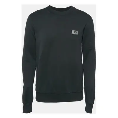 Dolce & Gabbana Black Cotton Logo Patch Detail Sweatshirt