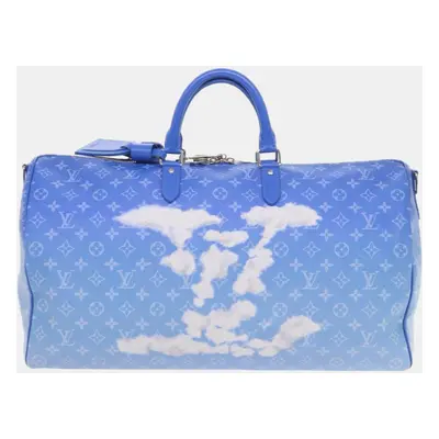 Louis Vuitton Blue Canvas Keepall Bandouliere Duffel Bags