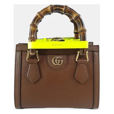 Gucci Brown Leather Mini Diana Tote Bag