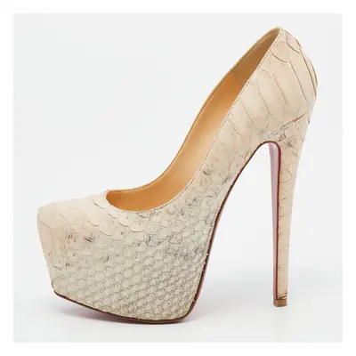 Christian Louboutin Beige Python Leather Daffodile Platform Pumps Size