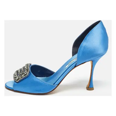 Manolo Blahnik Blue Satin Alicia D'orsay Pumps Size