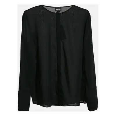 Just Cavalli Black Chiffon Sheer Button Front Shirt