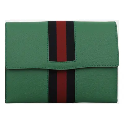 Gucci Green Leather Web Clutch