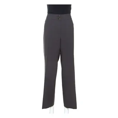 Armani Collezioni Brown Wool Wide Leg Trousers