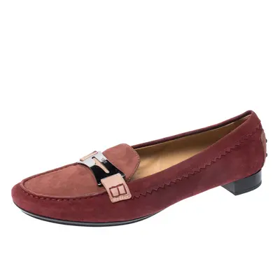 Tod's Red Suede Penny Loafers Size