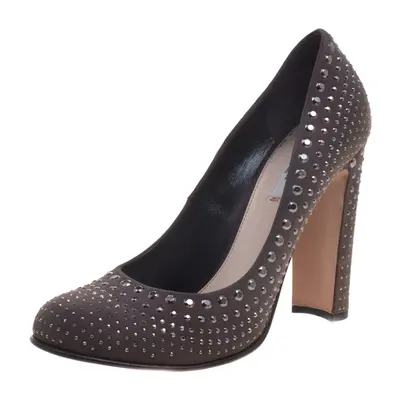 Prada Grey Suede Studded Pumps Size