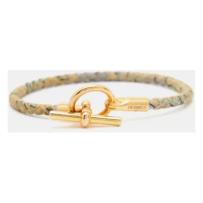 Hermes Glenan Printed Silk Gold Plated Bracelet