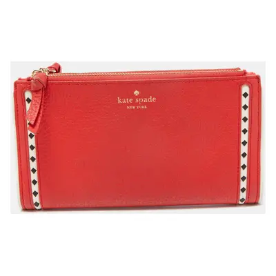 Kate Spade Red Leather Double Zip Clutch