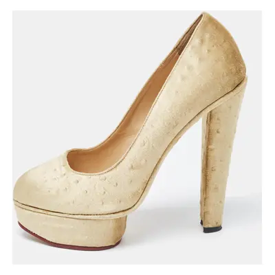 Charlotte Olympia Olive Green Velvet Dolly Platform Pumps Size 39.5