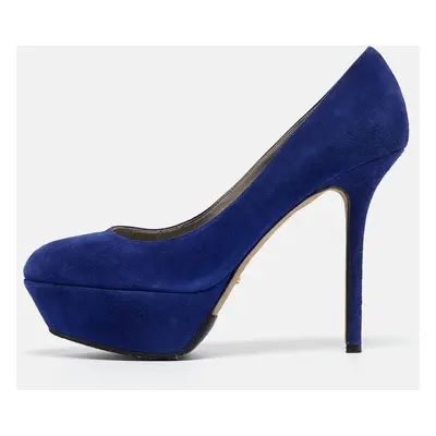 Sergio Rossi Blue Suede Platform Pumps Size