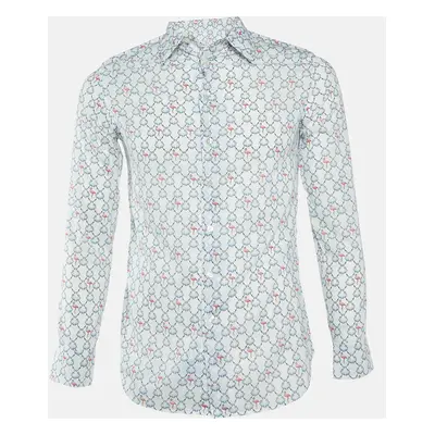 Etro White Flamingo Print Cotton Long Sleeve Shirt