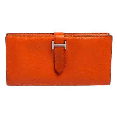 Hermés Feu Mysore Leather Bearn Gusset Wallet