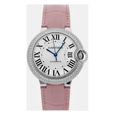 Cartier Silver 18k White Gold Diamond Ballon Bleu WE900651 Automatic Women's Wristwatch mm