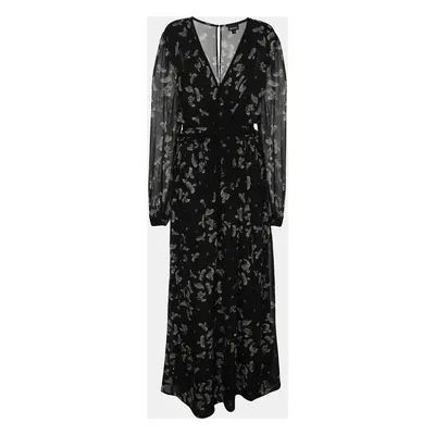 Just Cavalli Black Combat Eagle Printed Viscose Maxi Dress