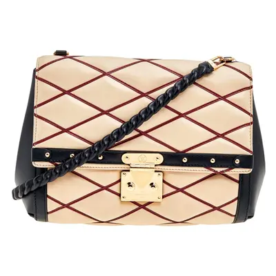 Louis Vuitton Beige/Black Leather Malletage Pochette Flap Bag