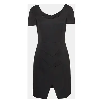 Emporio Armani Black Textured Canvas Mini Dress