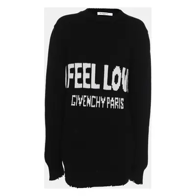 Givenchy Black Cotton Knit I Feel Love Crew Neck Sweater