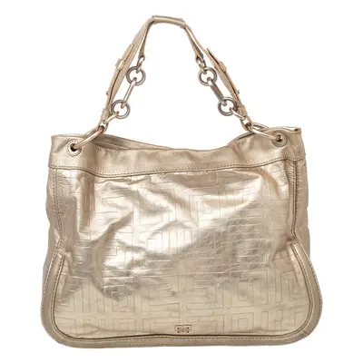 Givenchy Gold Monogram Leather Hobo