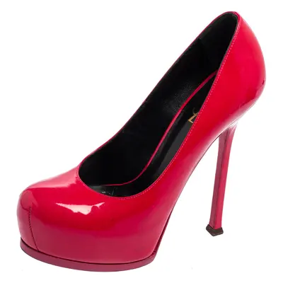 Saint Laurent Magenta Patent Leather Tribtoo Platform Pumps Size 38.5