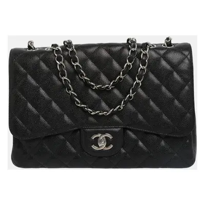 Chanel Black Caviar Quilted Maxi Single Flap Bag