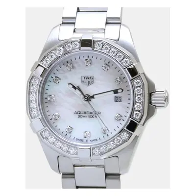 Tag Heuer White Stainless Steel Aquaracer WBD1415.BA0741 Quartz Women's Wristwatch mm