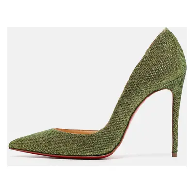 Christian Louboutin Green Glitter Fabric Iriza D'orsay Pumps Size