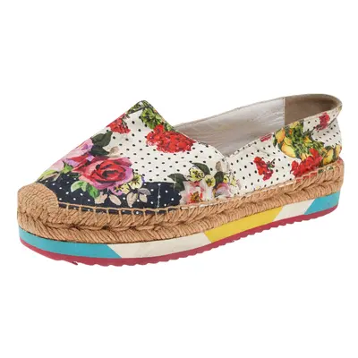 Dolce & Gabbana Multicolor Floral Print Canvas Espadrille Flats Size