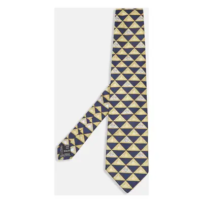 Versace Vintage Yellow/Blue Triangle Medusa Pattern Silk Tie