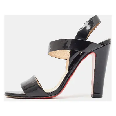 Christian Louboutin Black Patent Leather Etrier Sandals Size 36.5