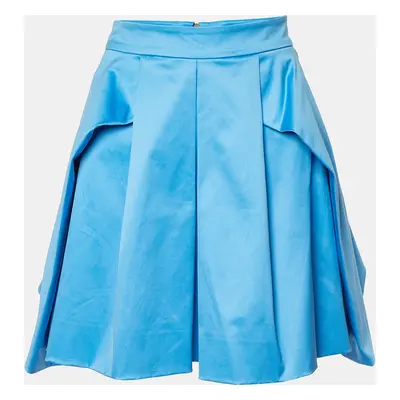 Versace Blue Cotton Pleated Mini Skirt