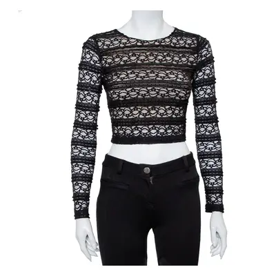 Alice + Olivia Black Lace Long Sleeve Rilo Crop Top