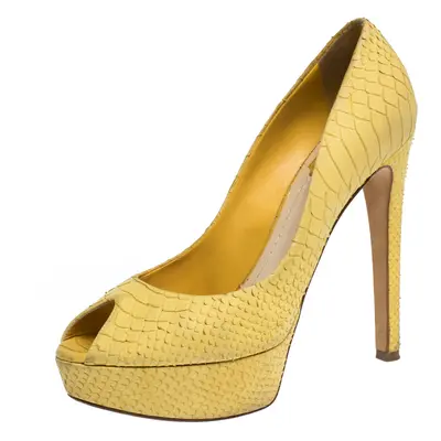 Dior Yellow Python Embossed Miss Dior Pumps Size 38.5