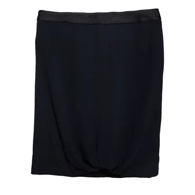 Emporio Armani Black Crepe Draped Knot Detail Mini Skirt