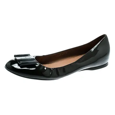 Salvatore Ferragamo Dark Grey Patent Leather Degrade Ballet Flats Size 38.5