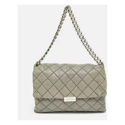 Stella McCartney Grey Quilted Faux Suede Beckett Shoulder Bag