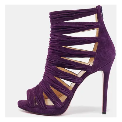 Christian Louboutin Purple Pleated Suede Tinazata Sandals Size