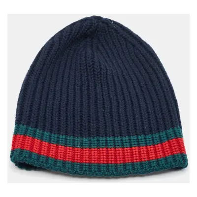 Gucci Black Web Rib Knit Wool Beanie