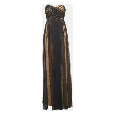 Notte By Marchesa Black Tulle Double Layered Strapless Maxi Dress