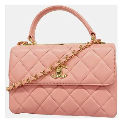 Chanel Pink Leather Trendy CC Top Handle Bags