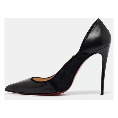 Christian Louboutin Black Leather and Calf Hair Serianina Pumps Size