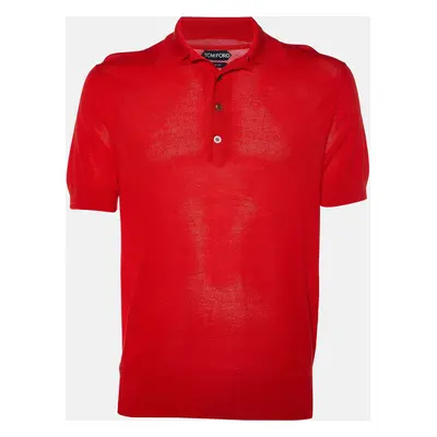 Tom Ford Red Cotton Knit Polo T-Shirt