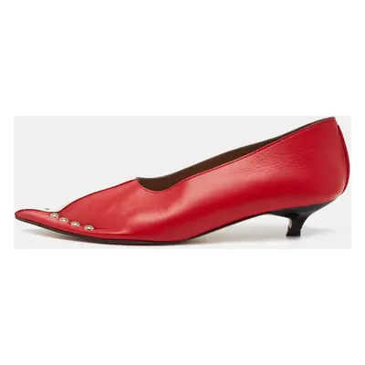 Marni Red/ White Leather Pointed Toe Pumps Size 35.5