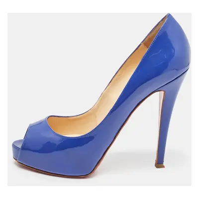 Christian Louboutin Blue Patent Leather Very Prive Pumps Size 38.5