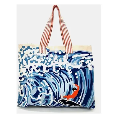 Hermes Blue Canvas Wave Tote Bag