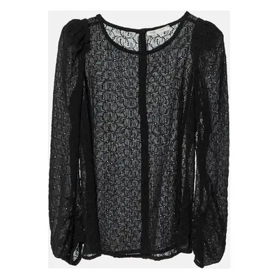 Maje Black Embroidered Crepe Top