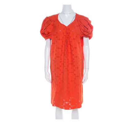 Marni Tangerine Floral Cotton Lace Shift Dress