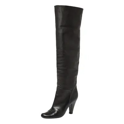 Giuseppe Zanotti Black Leather Mid Calf Foldover Boots Size