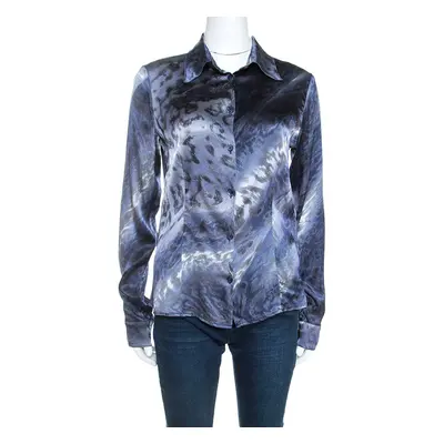 Class by Roberto Cavalli Multicolor Printed Stretch Silk Satin Shirt