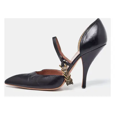 Alaia Black Leather Metal Detail D'Orsay Pumps Size