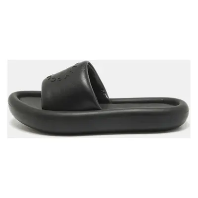 Stella McCartney Black Faux Leather Slides Size